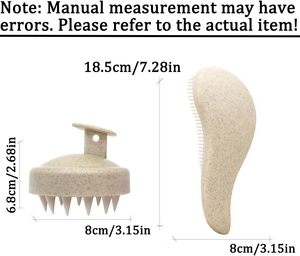 Juego de cepillos para el cabello 100% de paja de trigo para desenredar y cuidar el cabello, peine transparente de colores, cepillo para champú, cepillo masajeador para el cuero cabelludo - Product Image 5