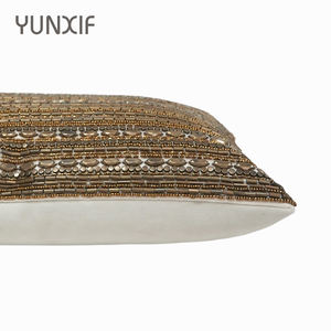 Trending Custom Pillowcases Luxury Vintage Premium Fabric Beaded Striped Square Throw Pillow Covers for Living Room Decor - Product Image 6