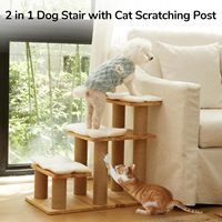 Arbre à chat en bois écologique à 3 niveaux avec escaliers et poteaux à gratter antidérapants pour lit et canapé, emballage en carton
