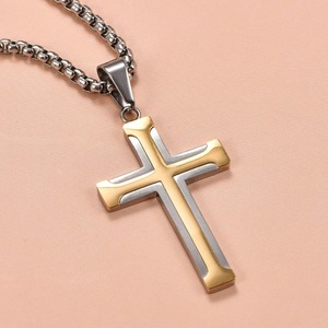 Collar con colgante de cruz, collar de acero inoxidable con dijes religiosos de oración para hombres y mujeres, regalo de joyería - Product Image 5