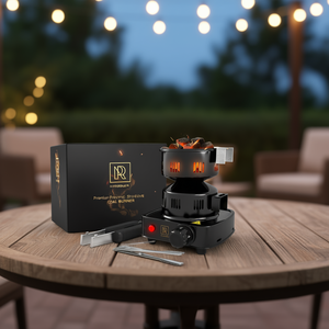 Brûleur à charbon électrique premium Nr, poêle à chicha rond en métal avec boîte cadeau, design moderne - Product Image 2