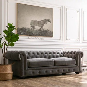 เชสเตอร์ฟิลด์5ที่นั่ง Tufted โซฟาโรงงานห้องนั่งเล่นที่กำหนดเองเต็มชุดมุม L - Product Image 6