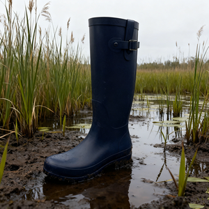 Bottes <span class=keywords><strong>de</strong></span> <span class=keywords><strong>pluie</strong></span> pour femmes à talon bas imprimé <span class=keywords><strong>bleu</strong></span> <span class=keywords><strong>marine</strong></span> <span class=keywords><strong>de</strong></span> haute qualité - Product Image 3
