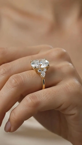 3CT Oval Cut Lab Grown Diamond <b>Engagement</b> <b>Ring</b>, Floral Diamond <b>Ring</b>, 14K Gold Promise <b>Ring</b>, <b>Unique</b> Bridal Jewelry Gift - Product Image 2