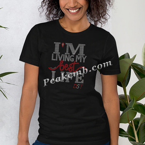 Custom Black History Rhinestone Transferencia de Calor Hierro en I Am Living My Best Life para Camisas Sudaderas con capucha - Product Image 6
