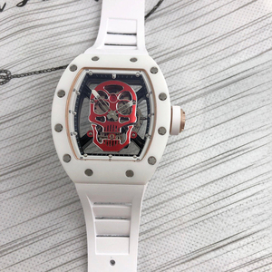 Classic Popular <b>Watch</b> Automatic Winding White Ceramic <b>Case</b> Rubber <b>Watch</b> Men's Casual Mechanical <b>Watch</b> - Product Image 1