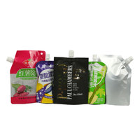 Sacs d'emballage en plastique réutilisables avec logo personnalisé, pour boissons, jus de fruits, boissons, sachet debout avec bec verseur liquide