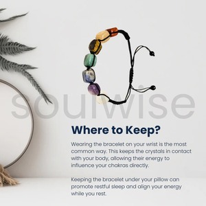 Pulsera de hilo curativa de los siete chakras, ajustable, con cristales para la paz, el bienestar, el equilibrio emocional y la claridad mental. - Product Image 6