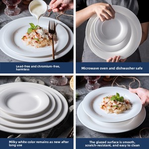 Elegante Plato de Cerámica Blanca con Borde Acanalado, Varios Tamaños, para Pasta, Carne, Ensalada, Cocina Occidental, Uso Doméstico y en Restaurantes - Product Image 5