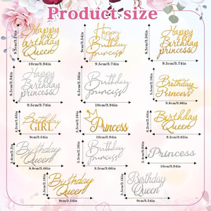 Décoration de gâteau en acrylique « Joyeux anniversaire Princesse » style Ins pour anniversaire - Product Image 3