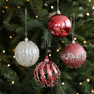Pink Green Sparkling <b>Glitter</b> Christmas Ball Ornaments Hanging Xmas Shatterproof Plastic Balls 12Pcs Christmas Ball Ornaments Set - Product Image 4