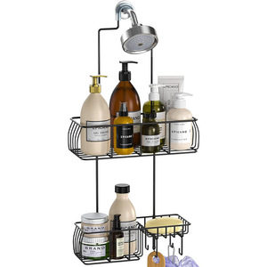 Bathroom Shelf Wall Mounted <b>Shower</b> Head <b>Storage</b> Organizer 60X70cm Rectangle Durable Corner Mount - Product Image 1