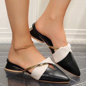 Mules blanches pour femmes, <span class=keywords><strong>talon</strong></span> bas, bout pointu, confortables, à porter au quotidien, polyvalentes, plates, décontractées, vente en gros, directement de l'usine - Product Image 6