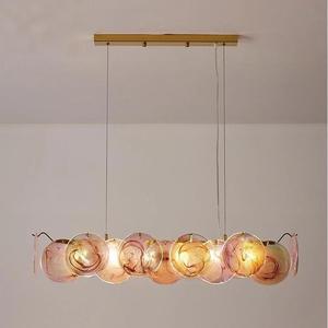 Lustre de salon français de luxe médiéval et romantique en verre rose, lumière chaude pour chambre à coucher, <span class=keywords><strong>suspension</strong></span> principale - Product Image 2