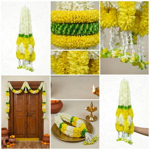 Artificial Flower Mala <b>White</b> Yellow <b>Hanging</b> Garland for Wedding Decoration Temple Pooja Festival Floral Decor Traditional Flower - Product Image 5