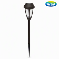 Lampe solaire de jardin IP65 en plastique, LED SMD 10LM blanc chaud 3000K, batterie Ni-MH 1.2V 800mAh, panneau 52x52mm, couvercle bleu, 54.5cm, extérieur