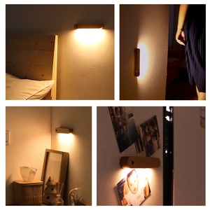 Venta al por mayor de fábrica, palo magnético de inducción de madera en candelabro de pared, <span class=keywords><strong>Sensor</strong></span> de movimiento, luz nocturna, dormitorio, lámpara recargable inalámbrica USB - Product Image 5