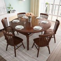 Ensemble table et chaises pliantes et extensibles en bois massif de luxe nordique, design moderne, mobilier de maison pour petits appartements, naturel