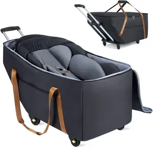 שער מטוס צ'ק תיק מושב רכב מרופד קל משקל עם כיס צד תיק נסיעות מושב תינוק לרכב עם גלגלים