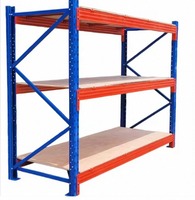 Étagère de rangement murale en aluminium réglable à 3 niveaux, bleue, avec barre de support pour palette et revêtement électrostatique en poudre