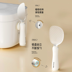 Cuchara magnética de silicona para arroz, antiadherente, con soporte, para olla arrocera, uso doméstico - Product Image 4