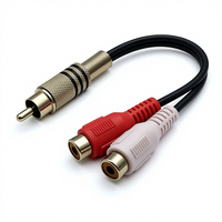 Câble audio double RCA femelle vers RCA mâle avec gaine en PVC compatible avec lecteur DVD, téléviseur HD, ordinateur, autoradio