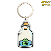 Porte-clés Grenouille dans une Bouteille, Adorable Anfie en Acrylique avec Design en Verre Bouchonné pour Clés, Sacs et Sacs à Dos