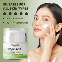 Crème Visage Anti-Âge Éclaircissante au Rétinol et à l'Acide Kojique Marque Blanche 50ml – Atténue les Taches Brunes, Réduit les Rides, Hydratante