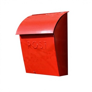 Caja de correos montada en la pared de Metal rojo resistente, caja de almacenamiento decorativa para publicación de correo para decoración al aire libre del hogar - Product Image 1