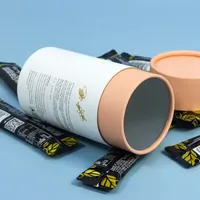 Boîte d'emballage cylindrique en papier artisanal écologique, impression quadricolore, estampage à chaud pour sachets de thé de qualité alimentaire, probiotiques