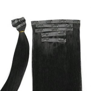 Amygirl European Style Natural Straight Virgin Remy <b>Hair</b> <b>Clip</b> <b>Ins</b> <b>Extensions</b> Machine Double Weft <b>Seamless</b> <b>Clip</b> Wholesale - Product Image 2