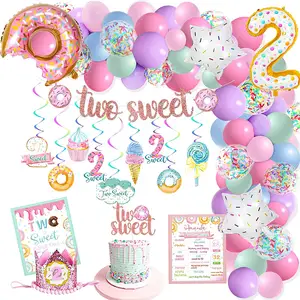 Decoración de fiesta de rosquilla para niña, decoración para fiesta de 2 ° cumpleaños