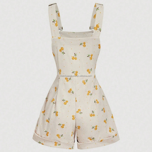 Custom Suspender Floral Print Corduroy <strong>Short</strong> Overalls <strong>for</strong> <strong>Women</strong> - Product Image 4