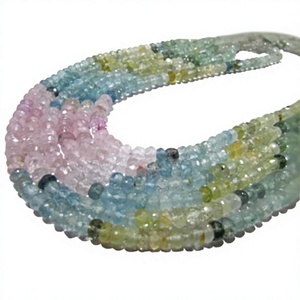 Cuentas de Aguamarina Natural Multicolor Facetadas en Forma de Rondelle de 5-7mm, Hilo de 13 Pulgadas de Largo - Product Image 1