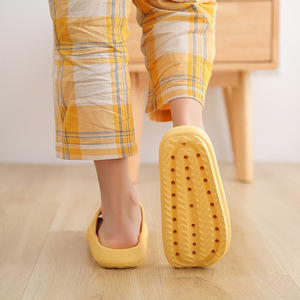 Home <b>Slippers</b> Thick Soled Non Slip For Couples Indoor Bathroom Use Yellow Orange Colors Adult Size 4Cm Heel - Product Image 4