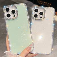 Coque de luxe IMD effet diamant pour iPhone 16 15 14 13 12 11 Pro Max, étui de téléphone portable scintillant pour filles, compatible iPhone 17 Pro Max