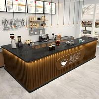 Comptoir de bar et caisse enregistreuse en bois massif pour salon de billard minimaliste et salon de thé à bulles, café
