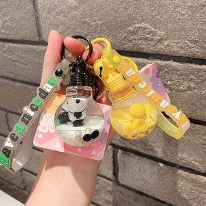 Porte-clés créatif et mignon Panda, Grenouille, Ours, Boba, ou Tasse de thé au lait, rempli de liquide et de billes flottantes, avec ampoule intégrée - Product Image 4