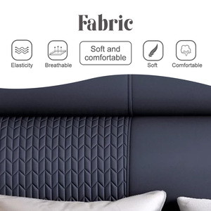 ชุดเตียงคู่หรูหราทันสมัย พร้อมคุณสมบัติปรับเอนและพับได้ ขนาดคิงไซส์ หุ้มหนัง พร้อมที่เก็บของ โครงไม้/โลหะ สำหรับโรงแรมและห้องนอน - Product Image 3