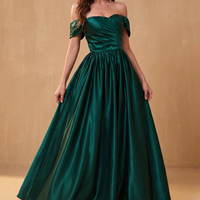Robe de bal en satin pour femme, coupe princesse, épaules dénudées, buste froncé, robe de soirée de luxe 2026