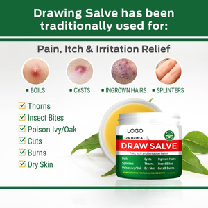 Ungüento OEM Drawing Salve 1oz, para vello encarnado, espinillas, picaduras de insectos, arañas, abejas, mosquitos y picaduras de hiedra. - Product Image 1