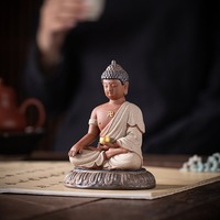 Ornement de Bouddha Shakyamuni en sable violet de style Zen gris pour salle de thé