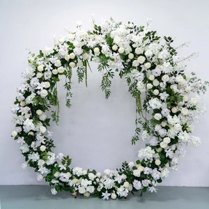 <span class=keywords><strong>Grande</strong></span> arche ronde en fleurs artificielles de soie de luxe, résistante à la décoloration, réutilisable pour les mariages, les fêtes, les lieux d'événements - Product Image 1