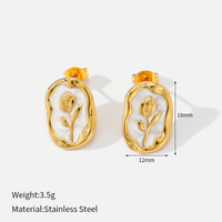Anting Tulip Baja Tahan Karat Enamel Oval Vintage Prancis Warna-warni untuk Wanita Perhiasan Telinga Fashion untuk Pemakaian Sehari-hari di Kantor