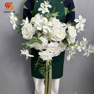 Bouquet nuziale rosa unico liscio per la sposa a cascata da sposa vero tocco Babybreath fiore di nozze - Product Image 4