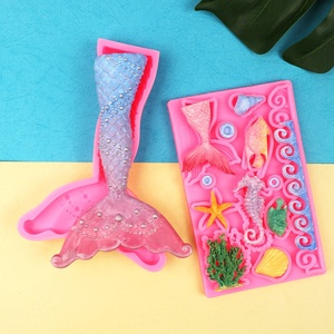 2 Styles Ocean Series Marine Theme Fondant Silicone <strong>Mold</strong> for Seaweed Sea Fish Conch Sea <strong>Shell</strong> Chocolate Tools - Product Image 1