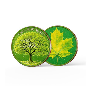Pièces de monnaie en cuivre plaqué MK en gros 2026 2D Arbre Feuilles Vertes Une once pour la <span class=keywords><strong>d</strong></span>écoration intérieure et les objets de collection <span class=keywords><strong>d</strong></span>'art - Product Image 1
