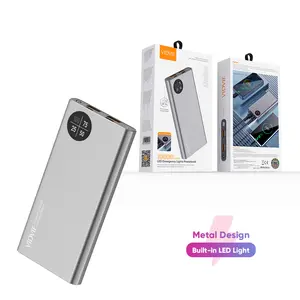 VIDVIE Cinza 10000mAh Powerbank De Liga De Alumínio De Metal Com Display Digital LED Luz Pavar Power Bank