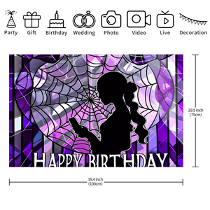 Telón de Fondo Decorativo con Estampado de Telaraña Morada para Fiesta de Cumpleaños de Niña, Póster, Pancarta - Product Image 5