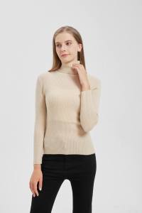 Pull en cachemire pur à 100% pour femmes, col roulé, tricot côtelé, manches longues, pull minimaliste d'hiver, gris uni - Product Image 3